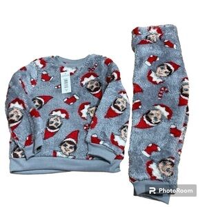 Elf on the Shelf Fuzzy Pajama Set NEW 4T Plush Gray Red Christmas
